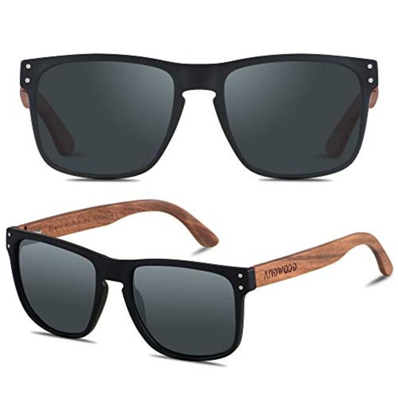 Polarized Wood Frame Sunglasses UV400 Protection Unisex Square Shades main image 7